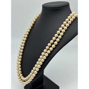 Lovely Vintage Double Strand Faux Pearl Necklace in the Style of Miriam Haskell